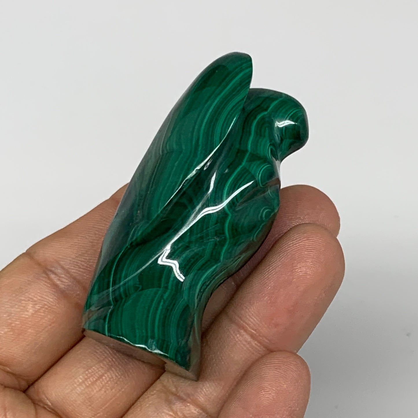 100.6g, 2.2"x1.5"x1" Natural Untreated Malachite Angel Figurine @Congo, B7336