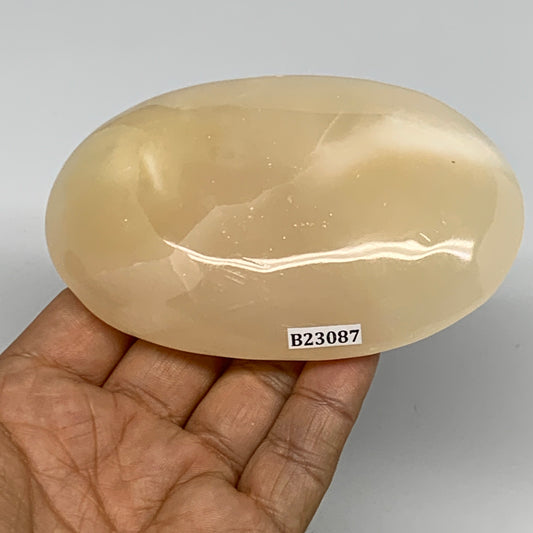 256.1g,4"x2.5"x1",Honey Calcite Palm-Stone Crystal Polished @Pakistan,B23087