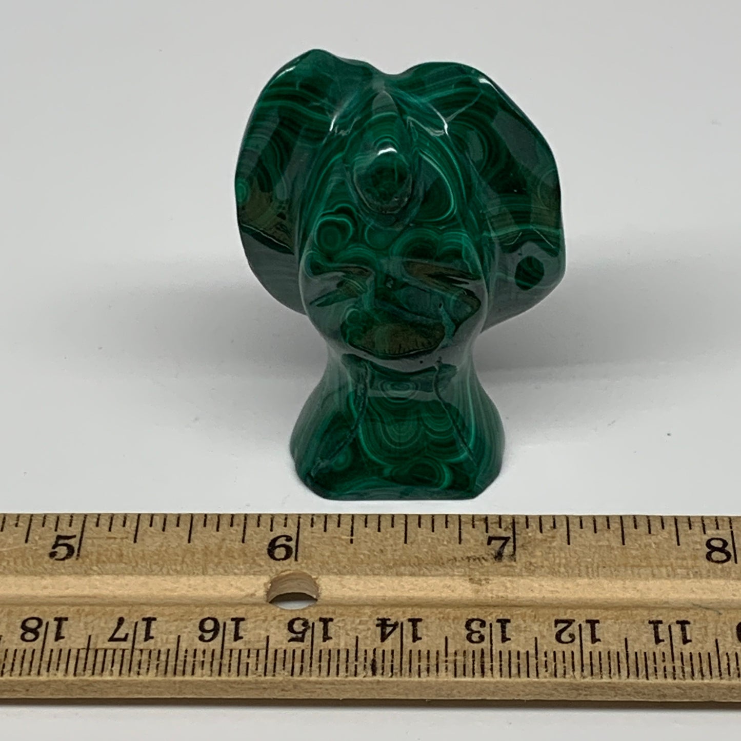 100.6g, 2.2"x1.5"x1" Natural Untreated Malachite Angel Figurine @Congo, B7336