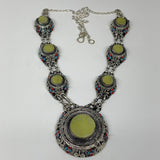 Turkmen Necklace Afghan Ethnic Tribal 7 Stone Yellow Jade Inlay Necklace T13N