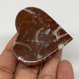 53.3g, 2" x 2.1"x 0.6", Natural Untreated Red Shell Fossils Half Heart @Morocco,