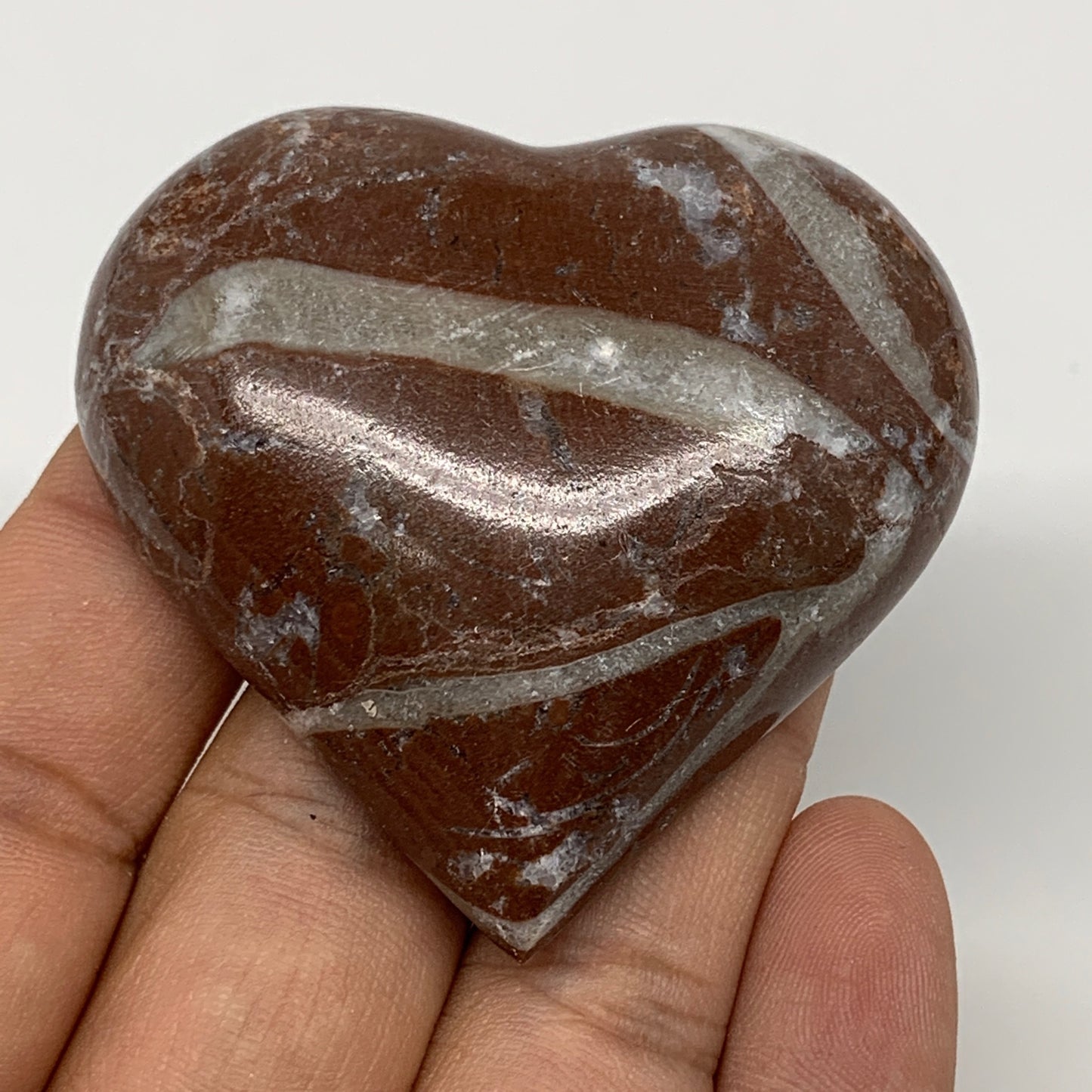 60.5g, 2.1" x 2.2"x 0.6", Natural Untreated Red Shell Fossils Half Heart @Morocc