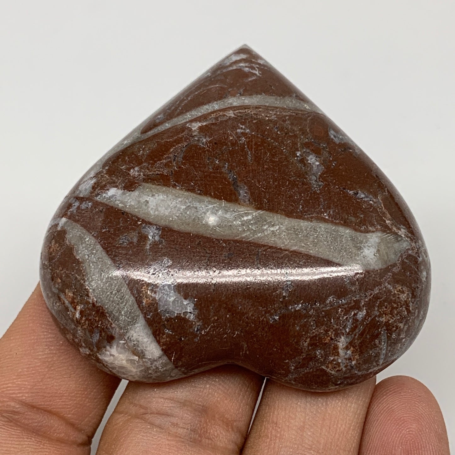 60.5g, 2.1" x 2.2"x 0.6", Natural Untreated Red Shell Fossils Half Heart @Morocc
