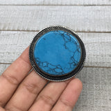 1.8" Turkmen Ring Afghan Tribal Round Synthetic Blue Turquoise, 8, 8.5, 9, TR117