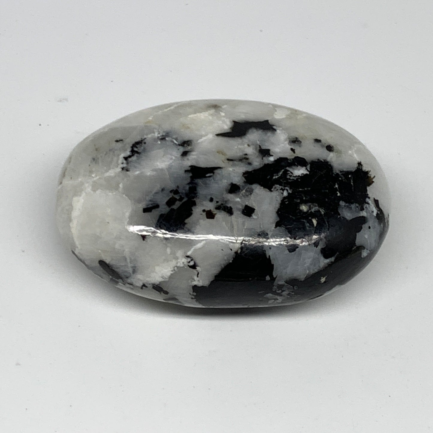 128g,2.6"x1.9"x1.1", Rainbow Moonstone Palm-Stone Polished from India, B21232