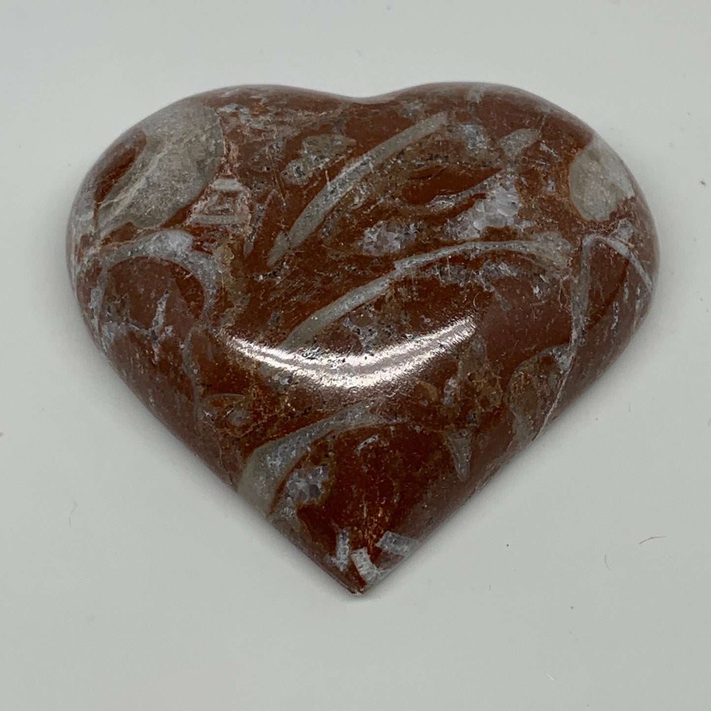 62.4g, 2" x 2.2"x 0.7", Natural Untreated Red Shell Fossils Half Heart @Morocco,