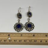 1pc, Handmade Turkmen Earring Tribal Jewelry Lapis Inlay Oval Boho, B14208