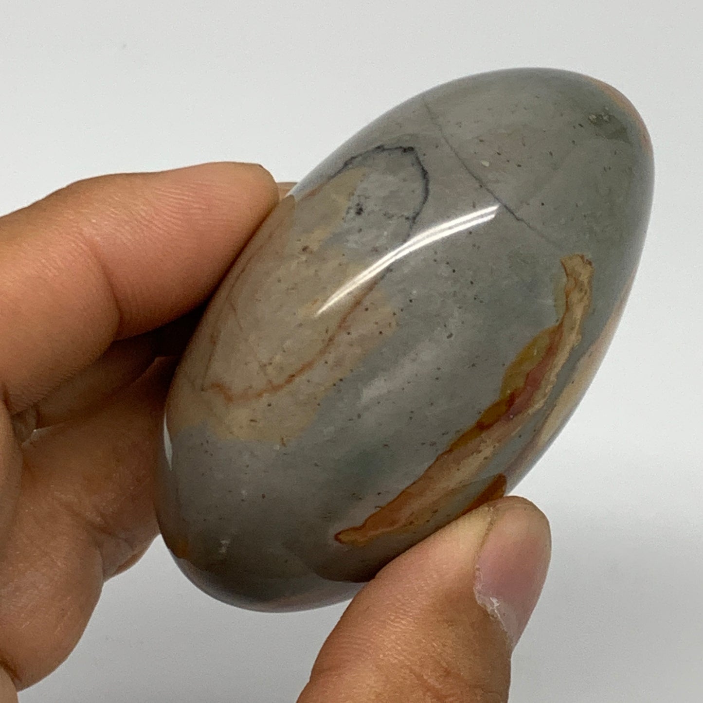 156.1g, 2.6"x2"x1.4" Polychrome Jasper Palm-Stone Reiki @Madagascar, B24550