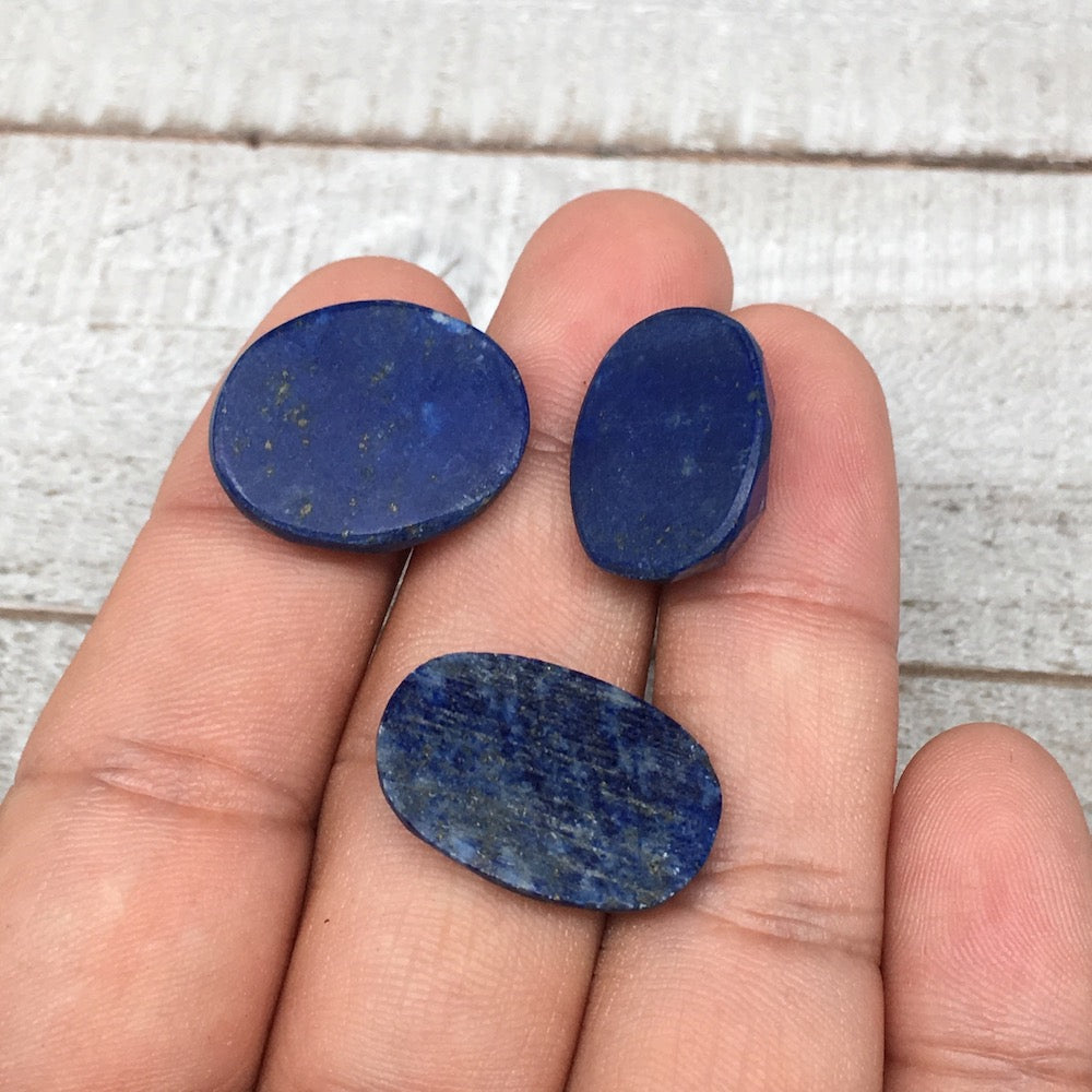 3pcs,9.3g,18mm-21mm High-Grade Natural Oval Facetted Lapis Lazuli Cabochon,CP233