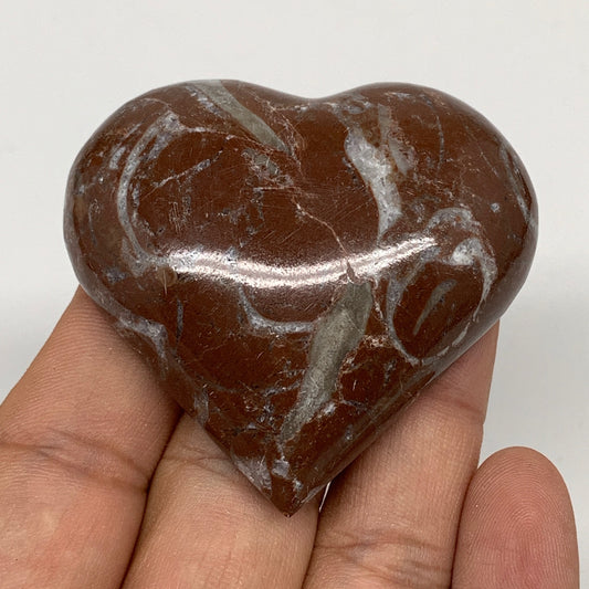 62.2g, 2" x 2.2"x 0.7", Natural Untreated Red Shell Fossils Half Heart @Morocco,