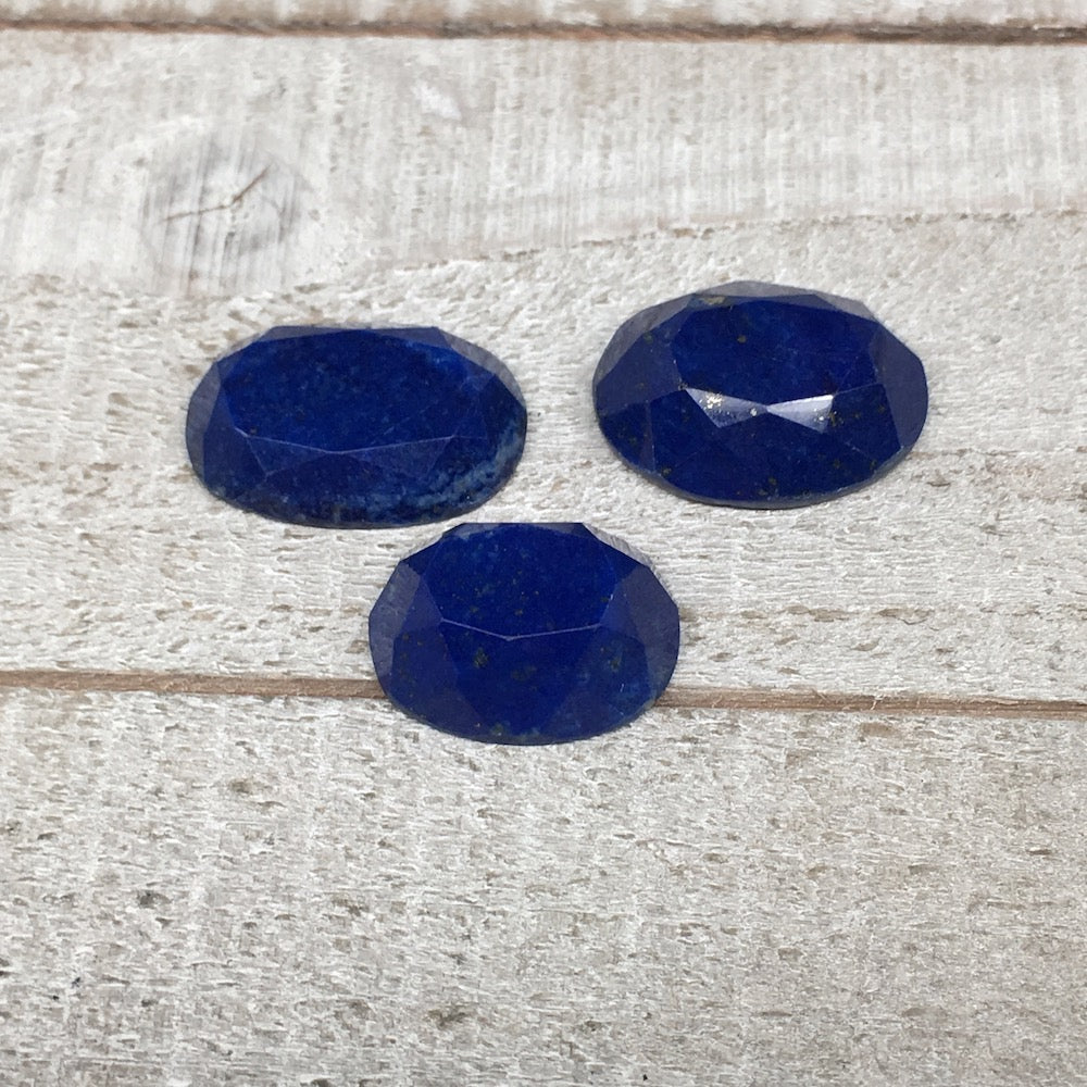 3pcs,9.3g,18mm-21mm High-Grade Natural Oval Facetted Lapis Lazuli Cabochon,CP233
