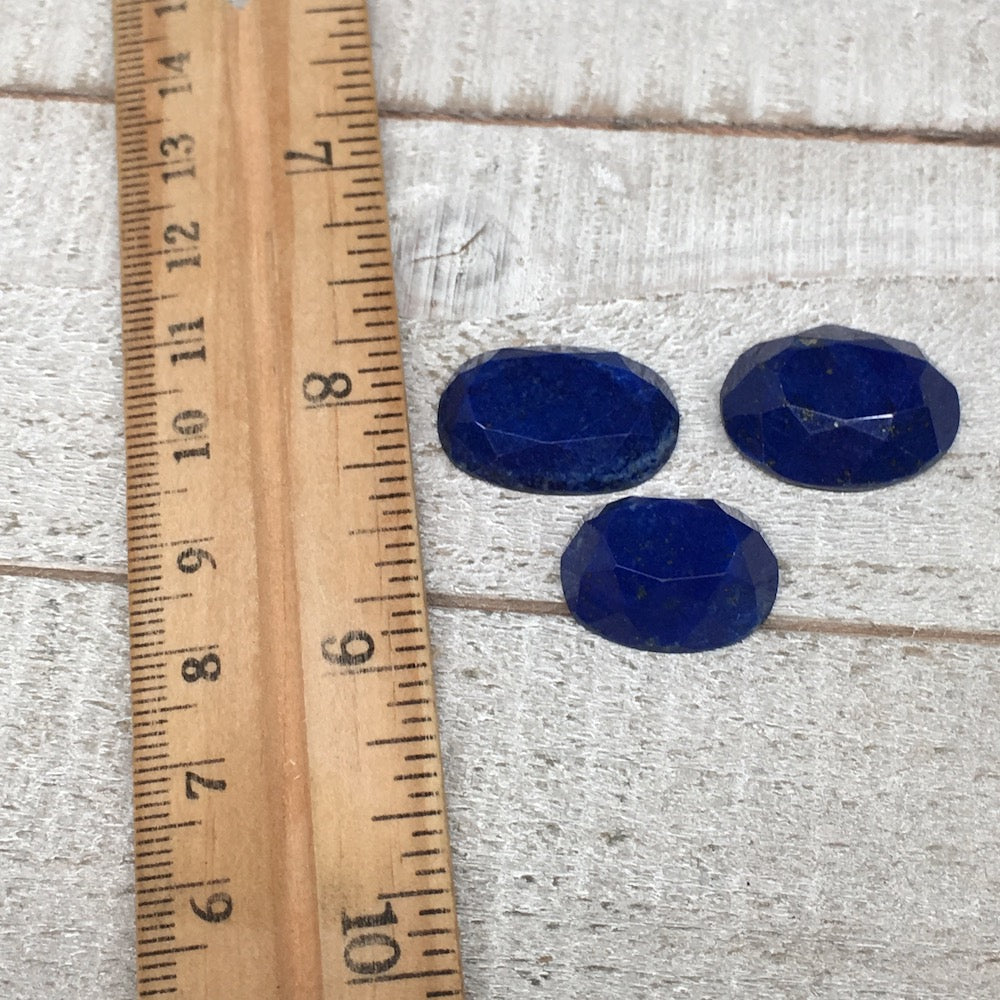 3pcs,9.3g,18mm-21mm High-Grade Natural Oval Facetted Lapis Lazuli Cabochon,CP233