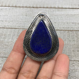 Antique Afghan Turkmen Tribal Teardrop Lapis Lazuli Kuchi Ring Boho Statement,TR