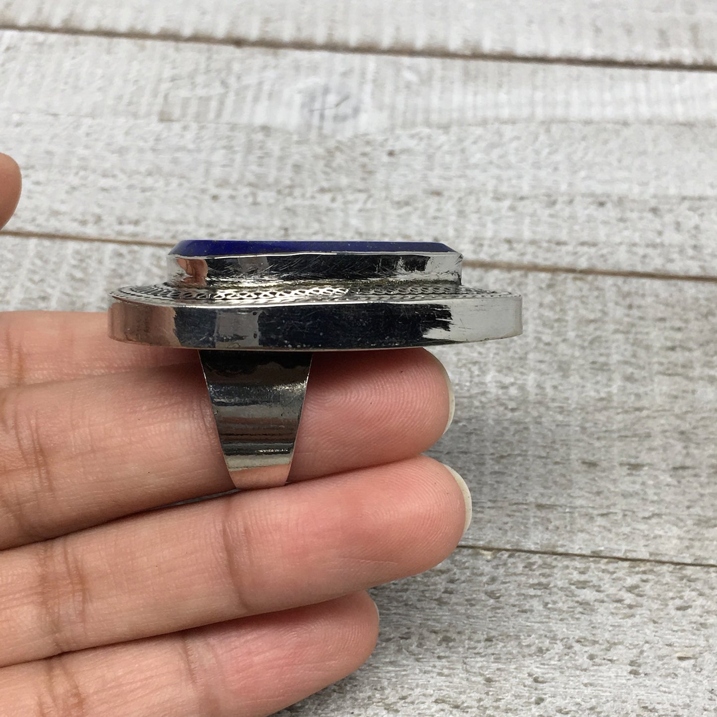 Antique Afghan Turkmen Tribal Teardrop Lapis Lazuli Kuchi Ring Boho Statement,TR