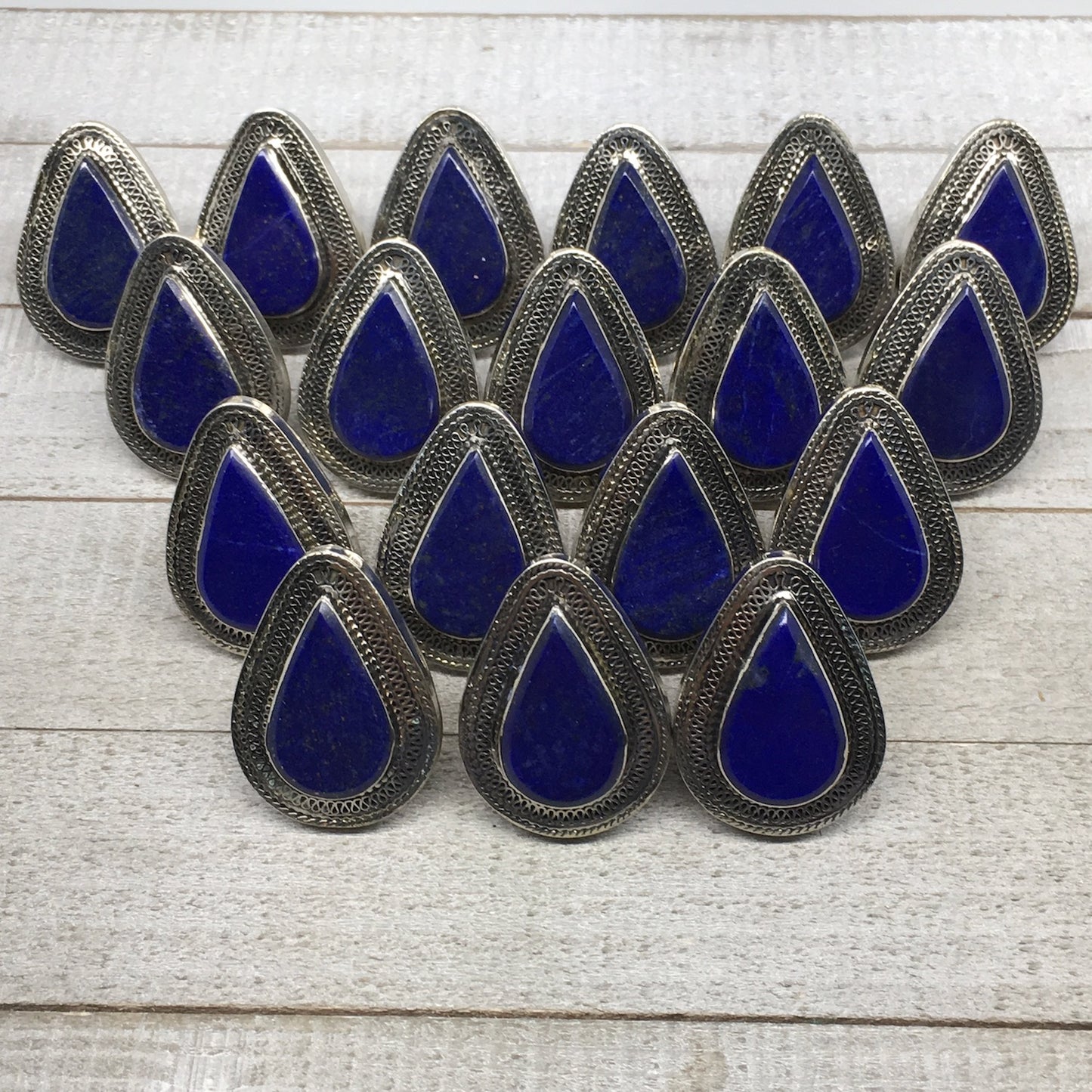 Antique Afghan Turkmen Tribal Teardrop Lapis Lazuli Kuchi Ring Boho Statement,TR