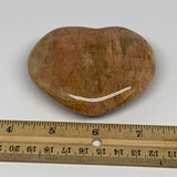 187.3g,2.5"x3.1"x1.1", Pink Peach Moonstone Heart Crystal Polished Reiki,B17503