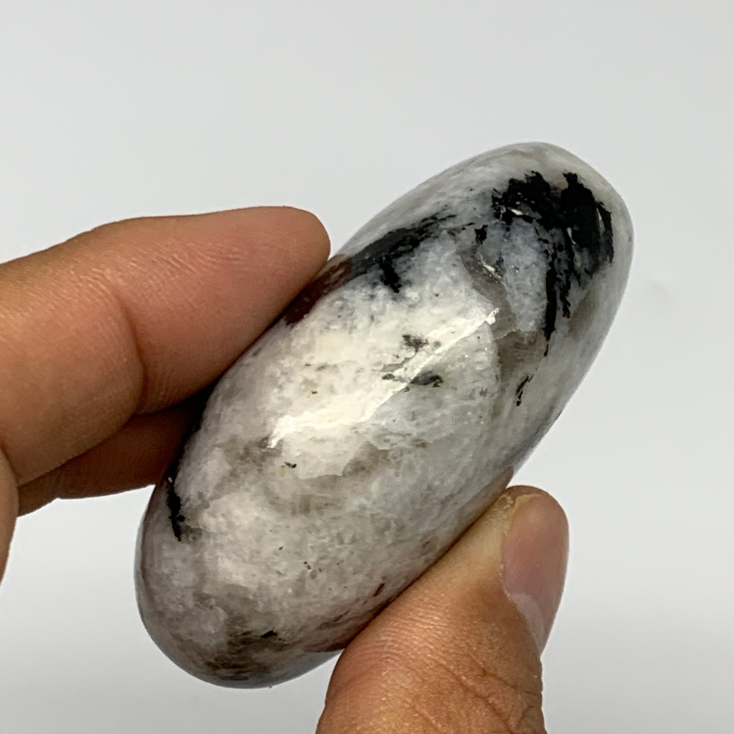 91.1g,2.2"x1.6"x1", Rainbow Moonstone Palm-Stone Polished from India, B21239