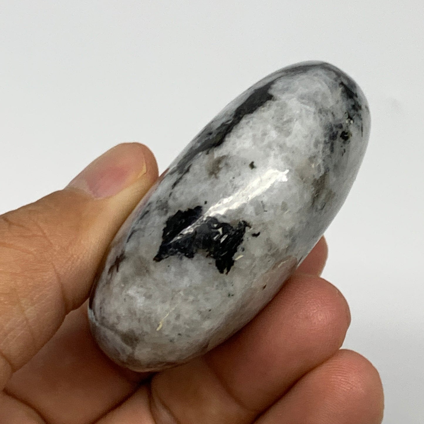 91.1g,2.2"x1.6"x1", Rainbow Moonstone Palm-Stone Polished from India, B21239