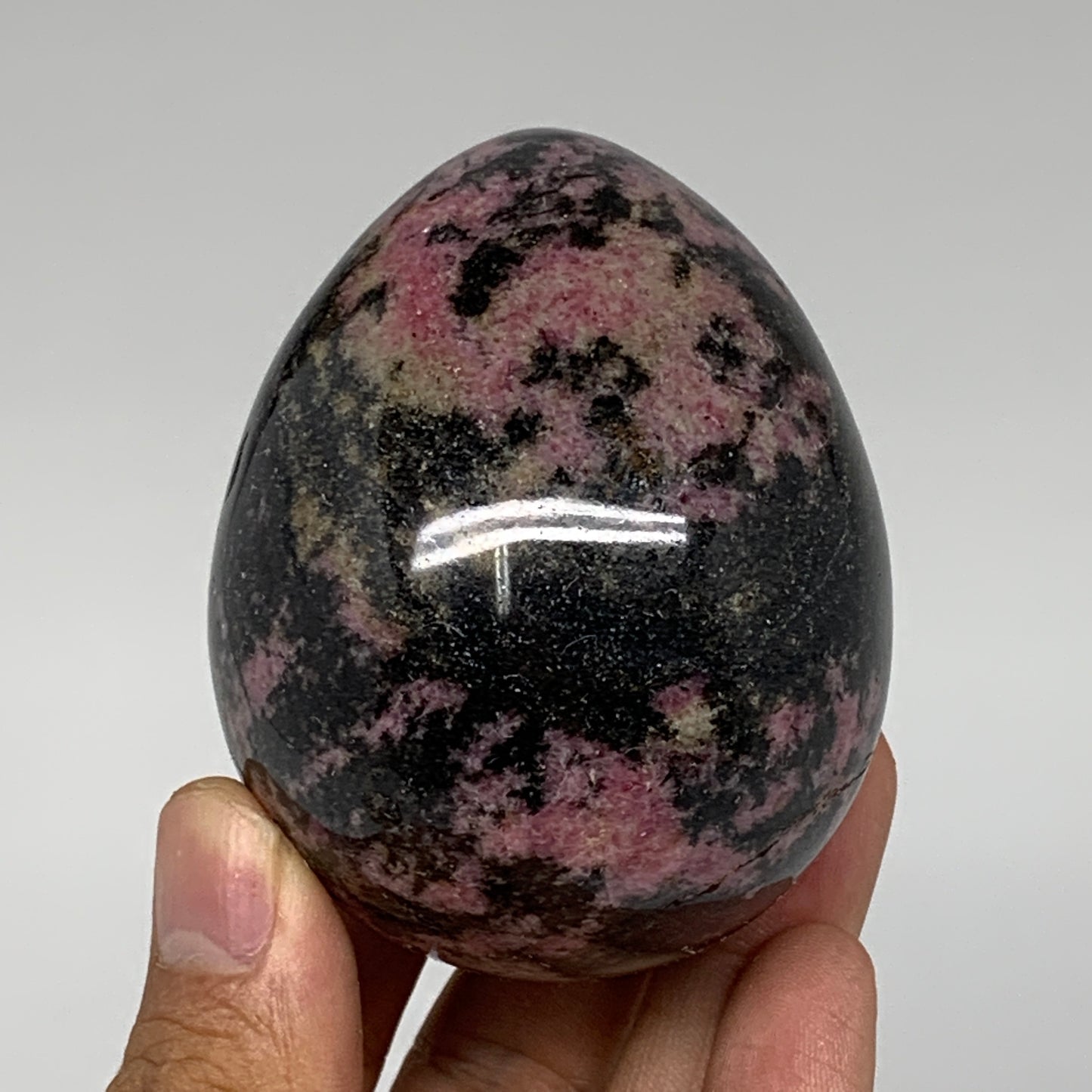 365.9g, 2.7"x2.2" Natural Untreated Rhodonite Egg from Madagascar, B4706