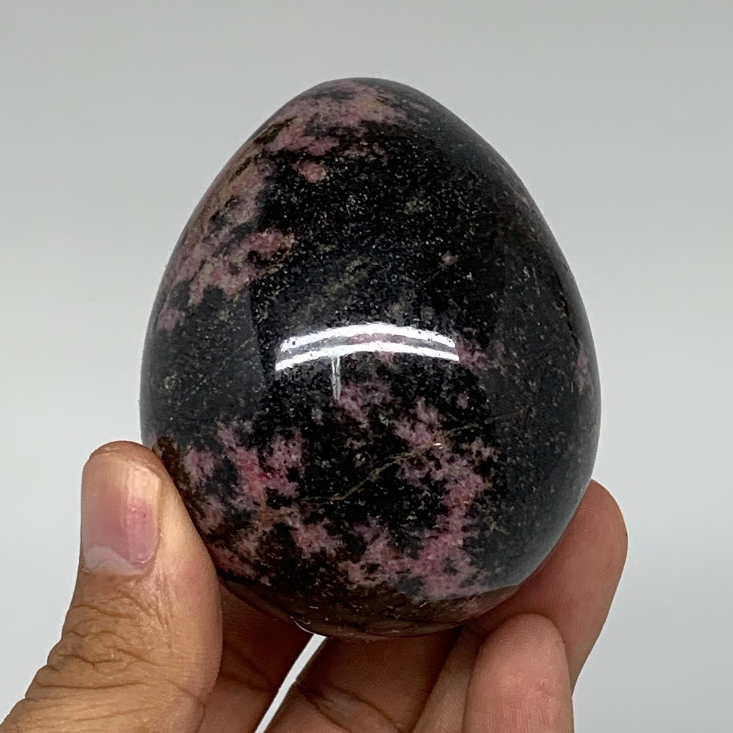 365.9g, 2.7"x2.2" Natural Untreated Rhodonite Egg from Madagascar, B4706