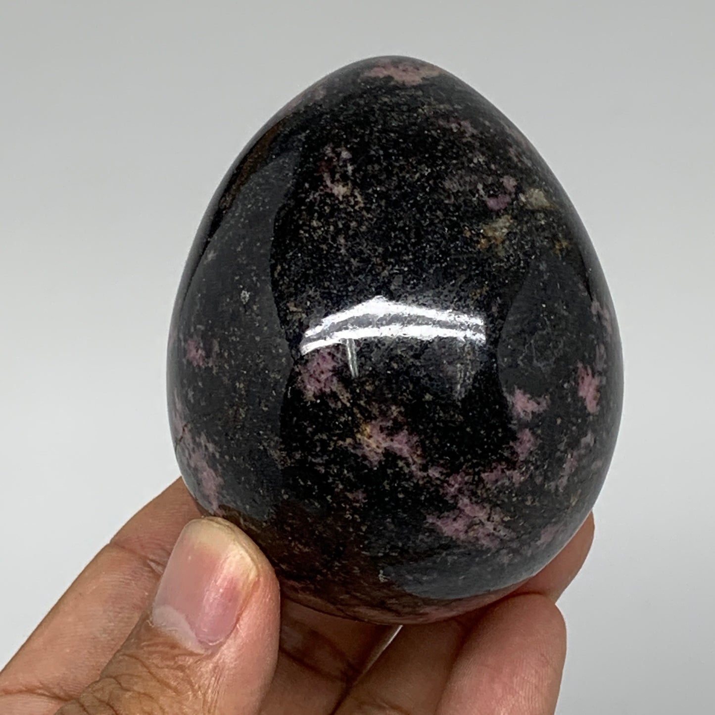 365.9g, 2.7"x2.2" Natural Untreated Rhodonite Egg from Madagascar, B4706