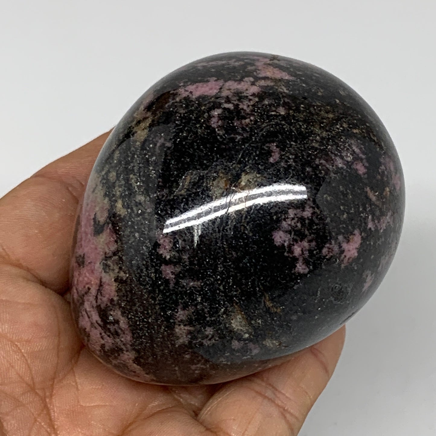 365.9g, 2.7"x2.2" Natural Untreated Rhodonite Egg from Madagascar, B4706