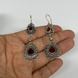 1pc, Handmade Turkmen Earring Tribal Jewelry Red Carnelian Teardrop Boho, B14188