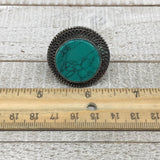 1.4"Turkmen Ring Afghan Tribal Round Synthetic Green Turquoise,7.5,8,8.5,9,TR120