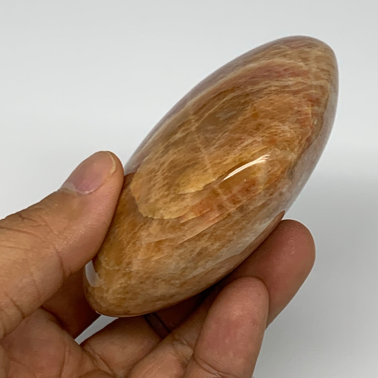 267.5g,2.8"x3.3"x1.4", Pink Peach Moonstone Heart Crystal Polished Reiki,B17507