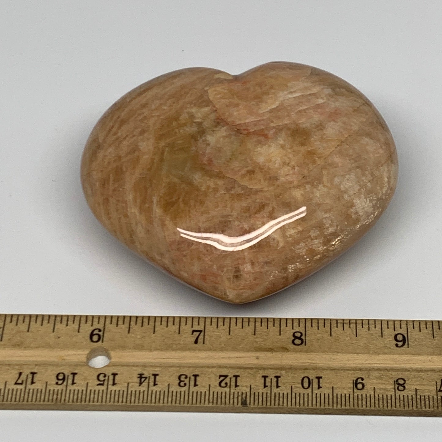 267.5g,2.8"x3.3"x1.4", Pink Peach Moonstone Heart Crystal Polished Reiki,B17507