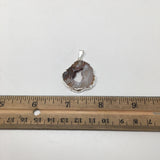 Agate Druzy Slice Geode Pendant Silver Plated from Brazil,Free 18" Chain, Bp778 - watangem.com