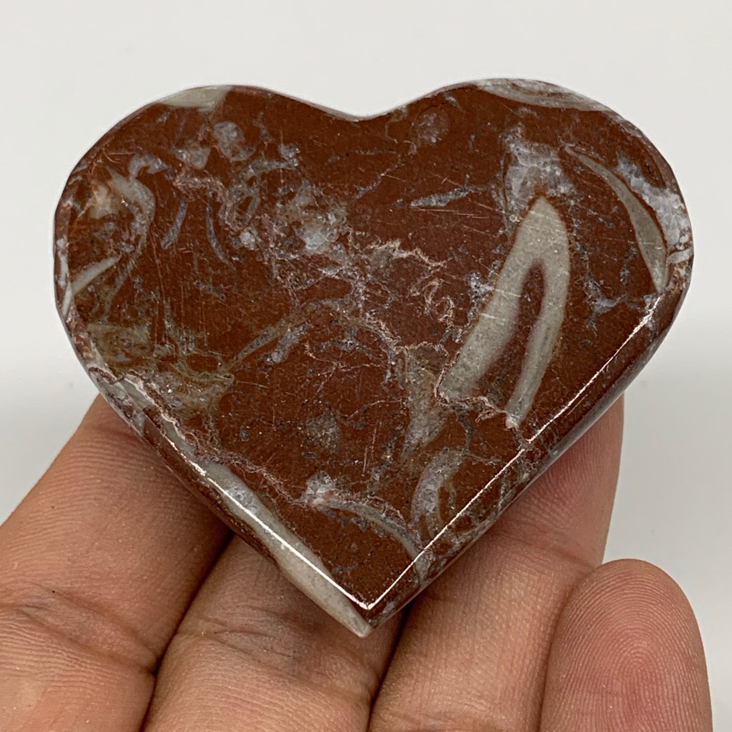 65.2g, 2" x 2.2"x 0.7", Natural Untreated Red Shell Fossils Half Heart @Morocco,