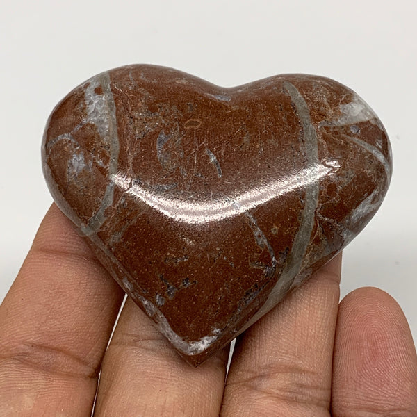 57.8g, 2" x 2.3"x 0.6", Natural Untreated Red Shell Fossils Half Heart @Morocco,
