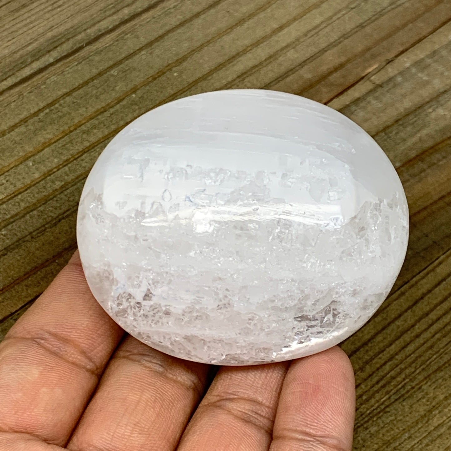 102g, 2.4"x2"x1.1", White Selenite Palmstone Crystal Reiki Morocco, B11855