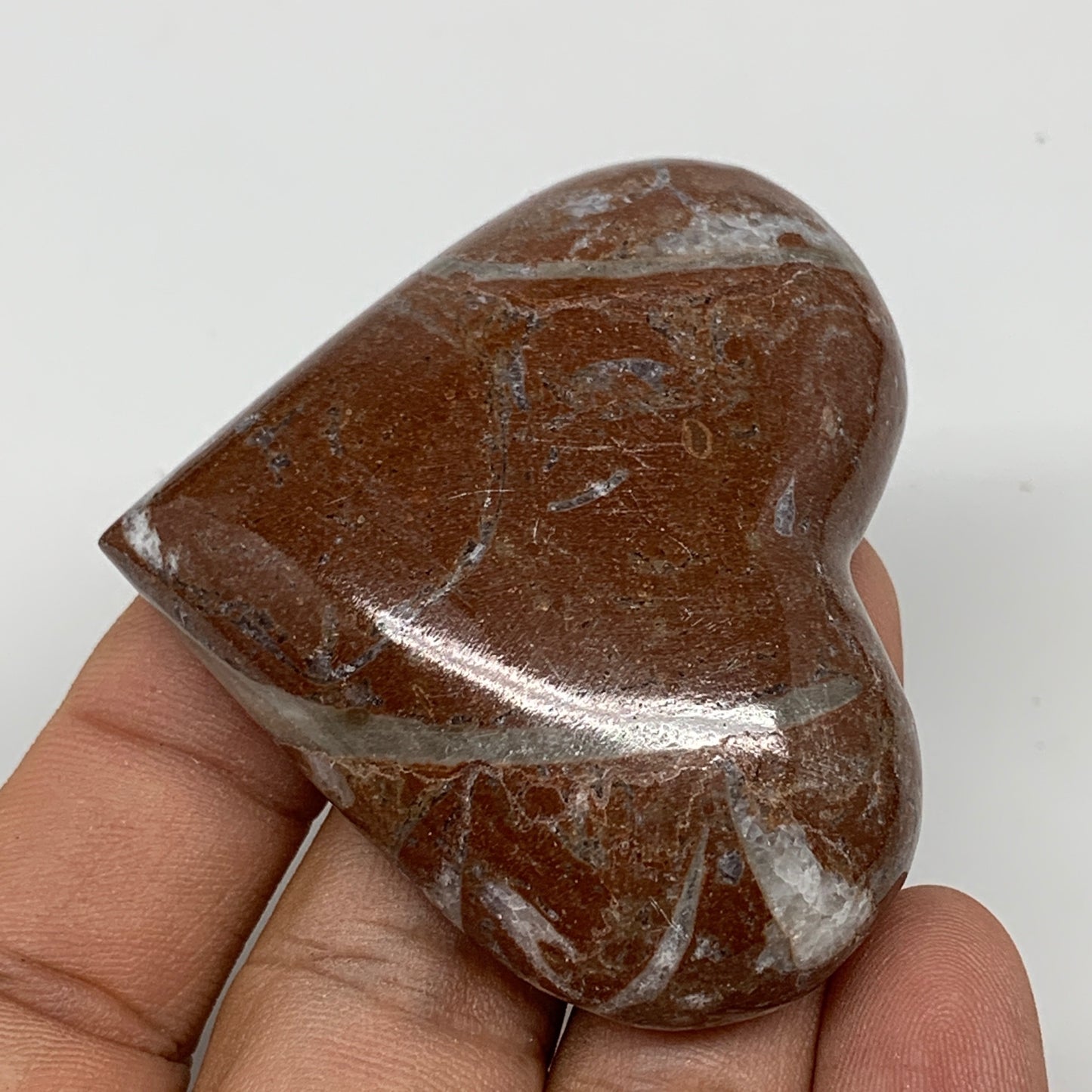 57.8g, 2" x 2.3"x 0.6", Natural Untreated Red Shell Fossils Half Heart @Morocco,