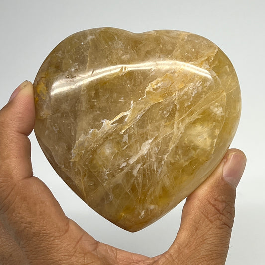 256.2g,3.2"x3.3"x1.1" Yellow Healing Quartz Heart Crystal @Madagascar, B19684