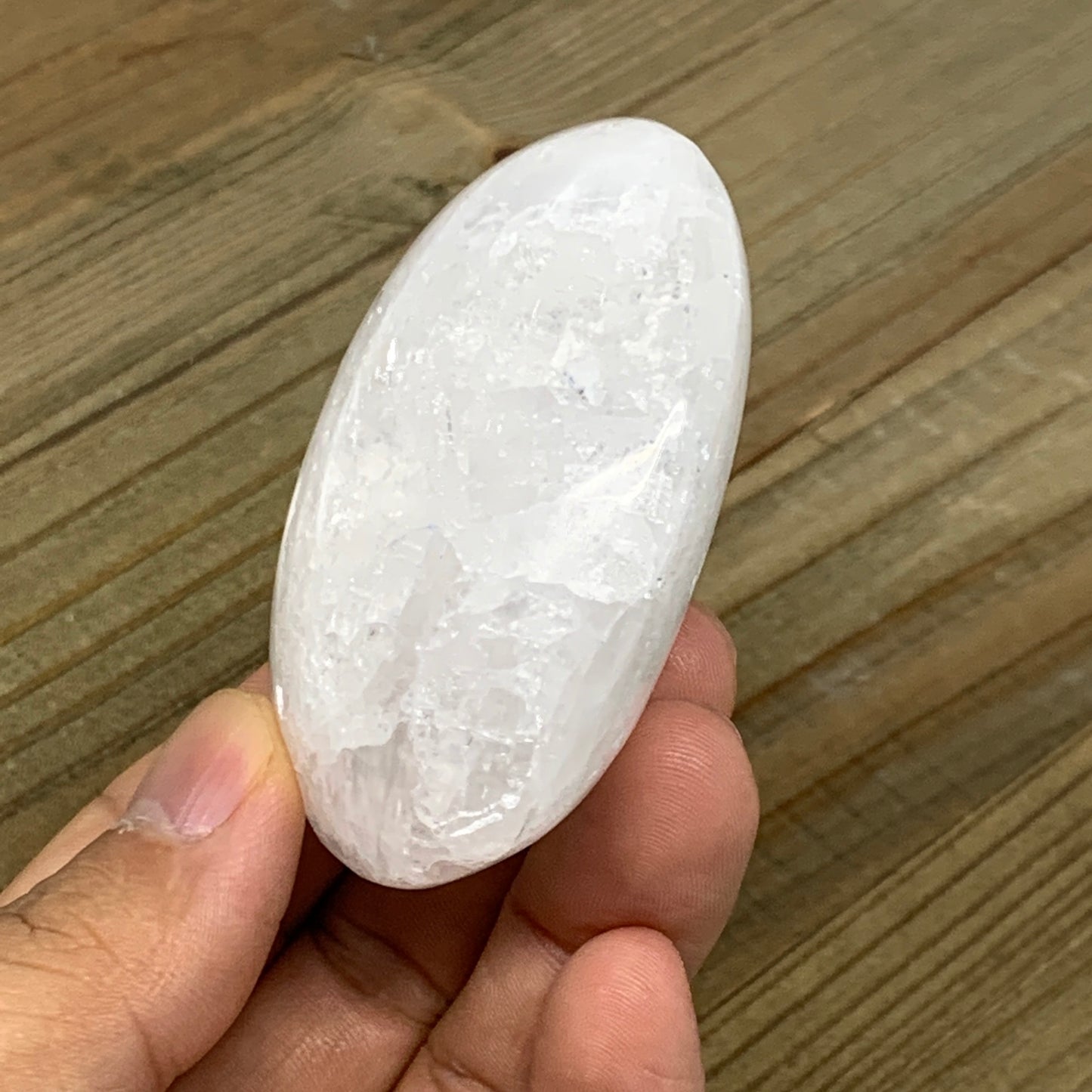 102g, 2.4"x2"x1.1", White Selenite Palmstone Crystal Reiki Morocco, B11855