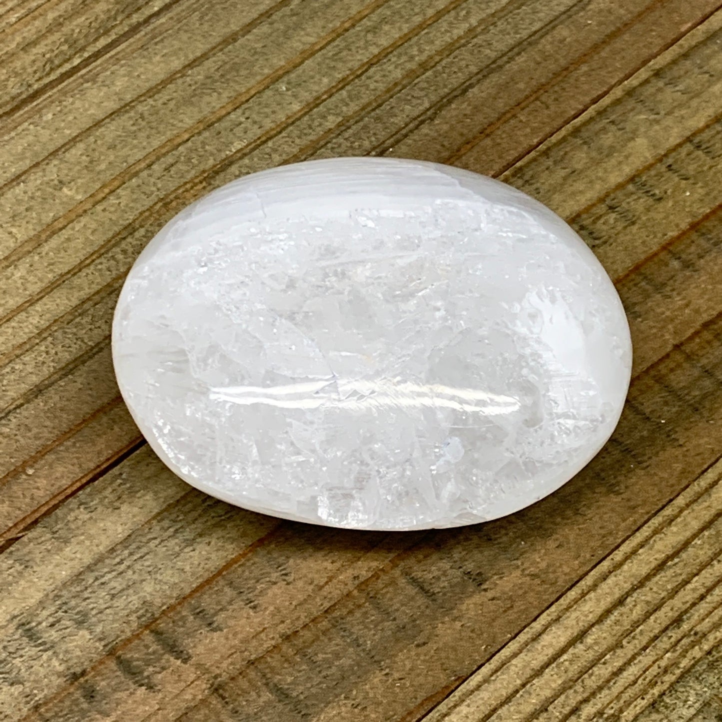 102g, 2.4"x2"x1.1", White Selenite Palmstone Crystal Reiki Morocco, B11855