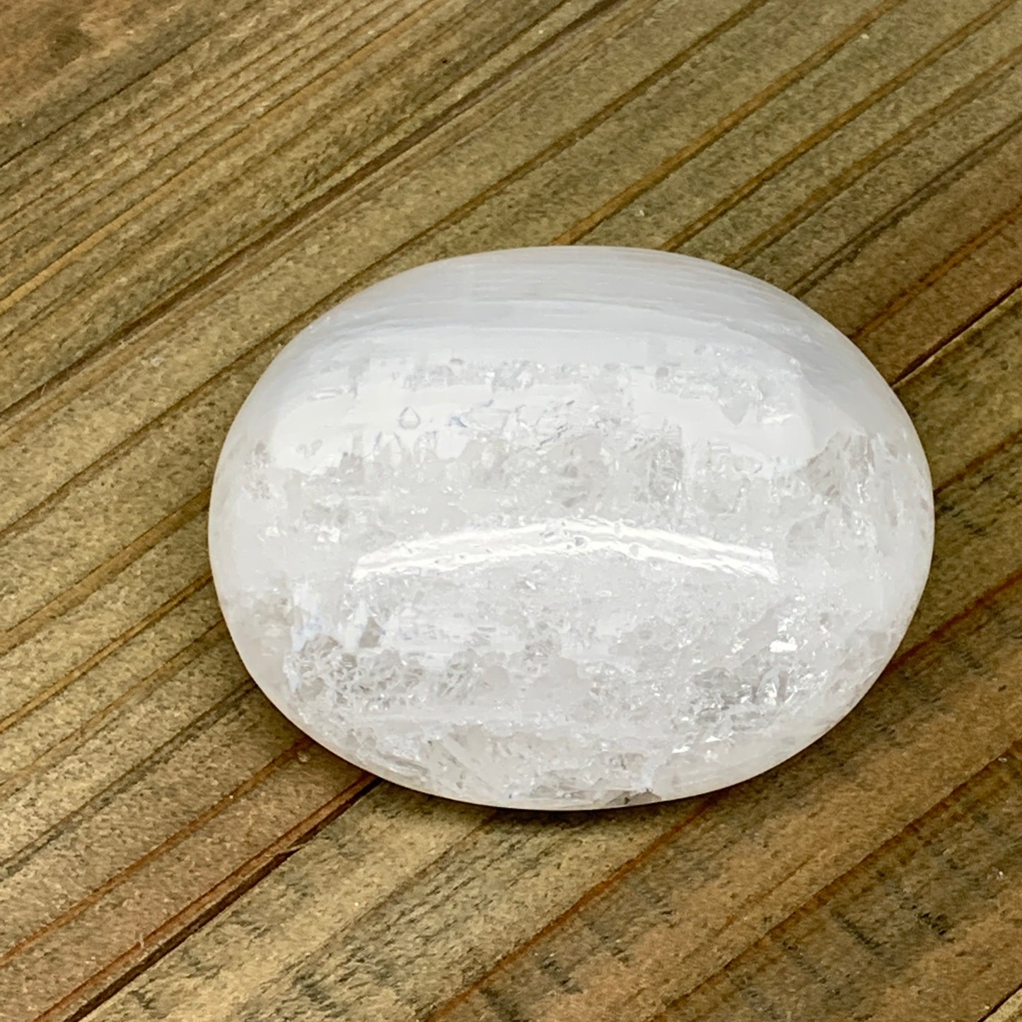 102g, 2.4"x2"x1.1", White Selenite Palmstone Crystal Reiki Morocco, B11855