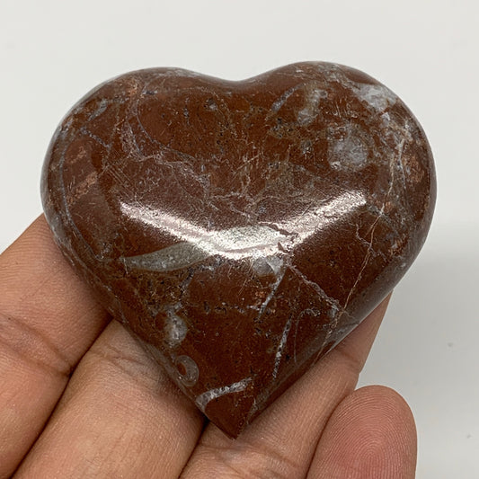 61.4g, 2.1" x 2.2"x 0.6", Natural Untreated Red Shell Fossils Half Heart @Morocc