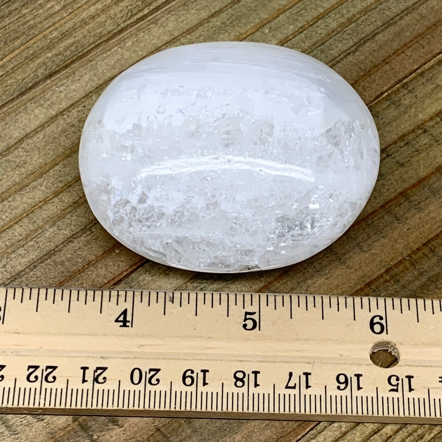 102g, 2.4"x2"x1.1", White Selenite Palmstone Crystal Reiki Morocco, B11855