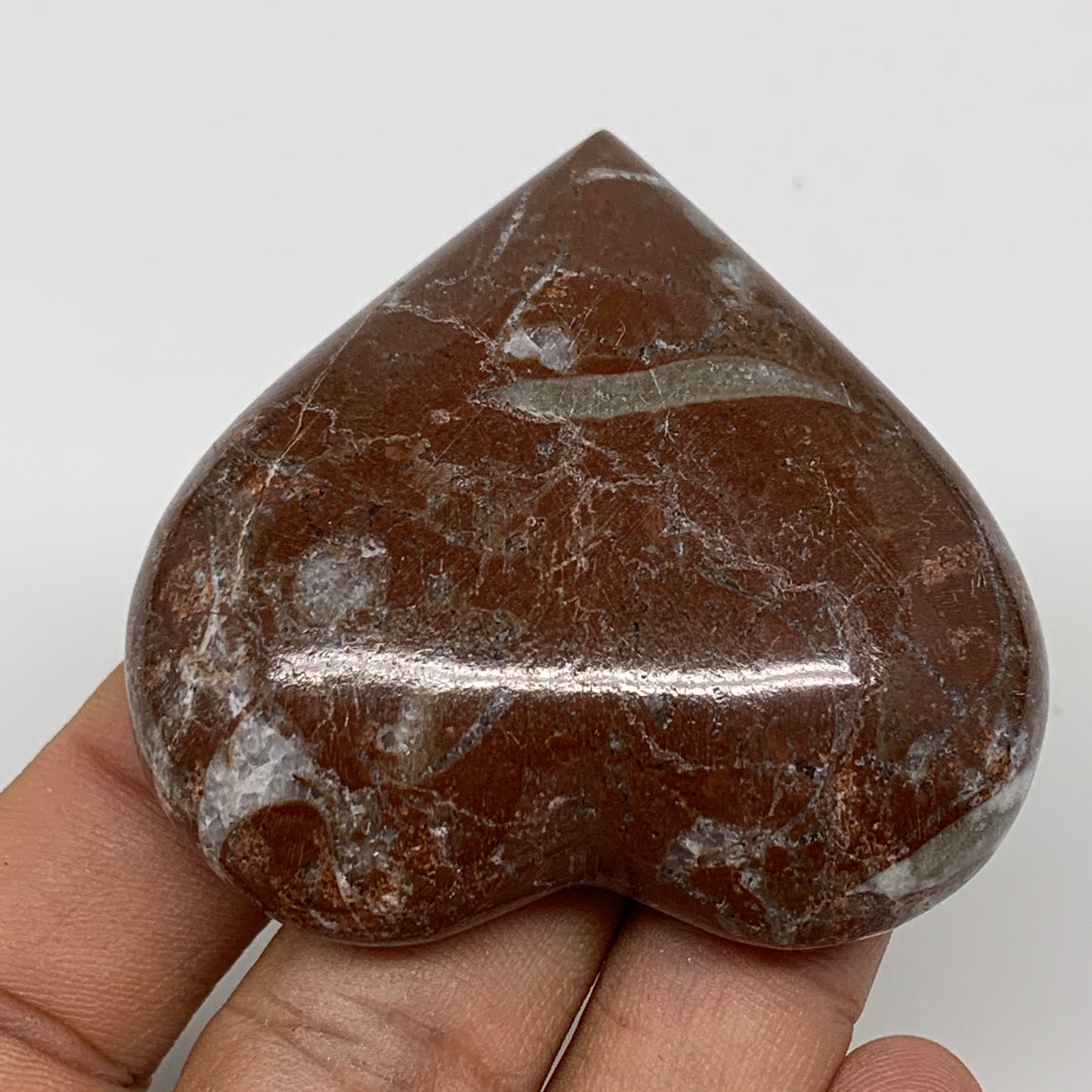 61.4g, 2.1" x 2.2"x 0.6", Natural Untreated Red Shell Fossils Half Heart @Morocc