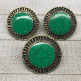 1.9"x0.3" Turkmen Ring Afghan Tribal Round Synthetic Green Turquoise,7,7.5,TR129