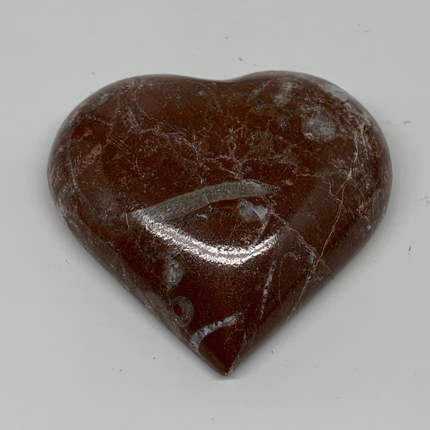 61.4g, 2.1" x 2.2"x 0.6", Natural Untreated Red Shell Fossils Half Heart @Morocc