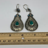 1pc, Handmade Turkmen Earring Tribal Jewelry Turquoise Inlay Drop Boho, B14299