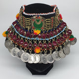 11.5"x5.75"Kuchi Choker Multi-Color Tribal Gypsy Bohemian Statement Coins,CK580