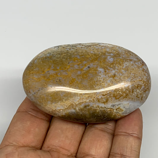 109g, 2.7"x1.7"x1" Ocean Jasper Palm-Stone Orbicular Jasper Reiki Energy,B16719