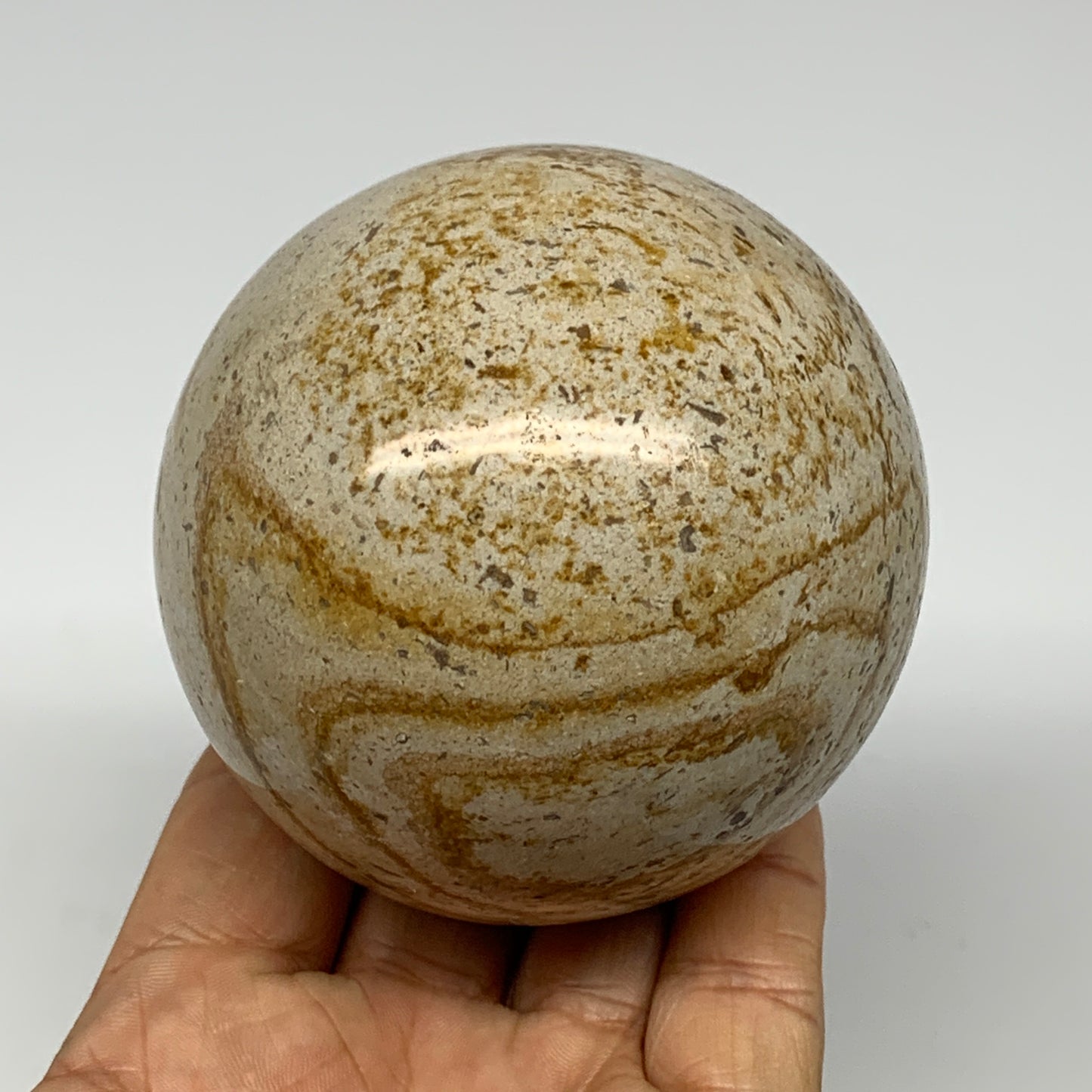538g, 3" (75mm), Ocean Jasper Sphere Geode Crystal Reiki @Madagascar, B25436