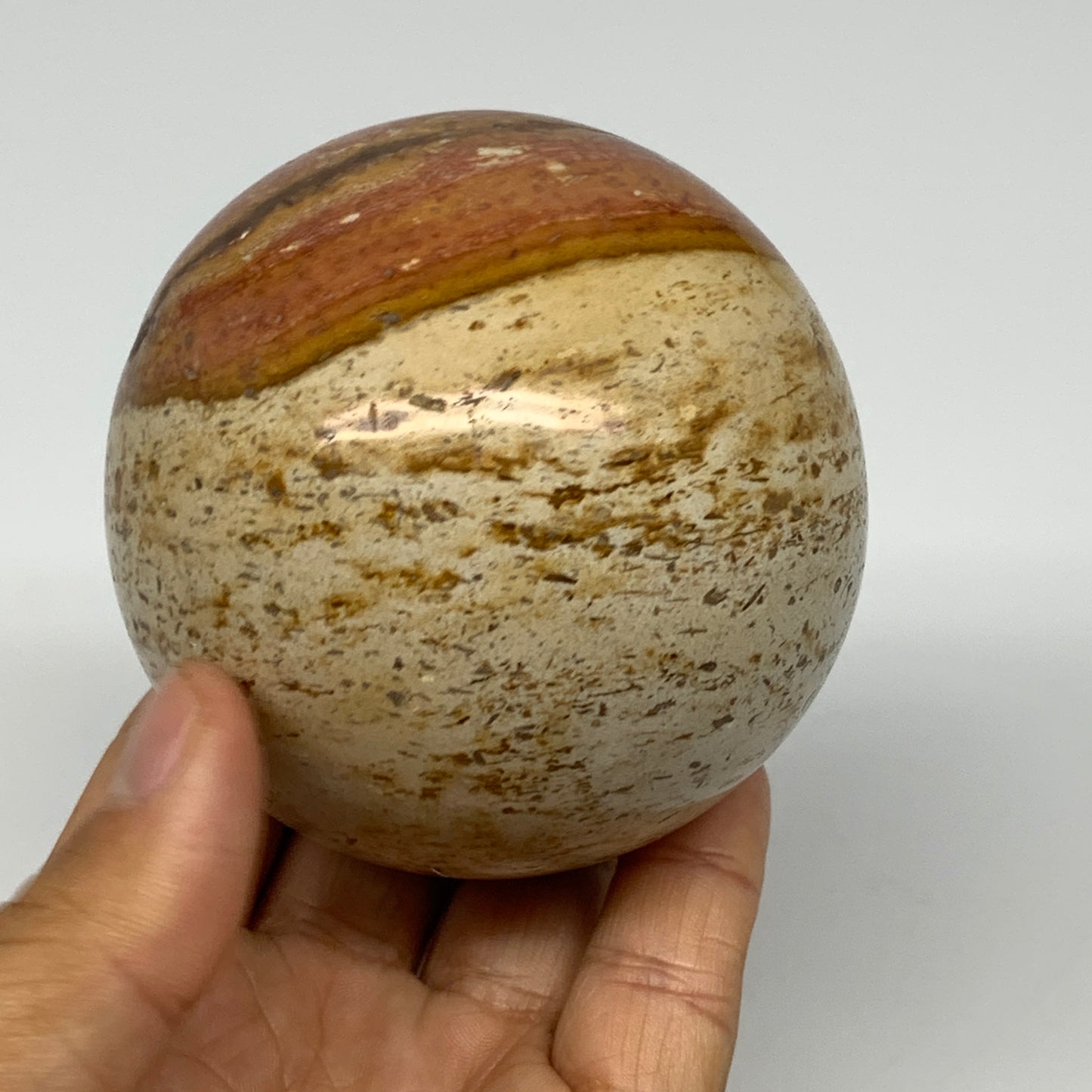 538g, 3" (75mm), Ocean Jasper Sphere Geode Crystal Reiki @Madagascar, B25436