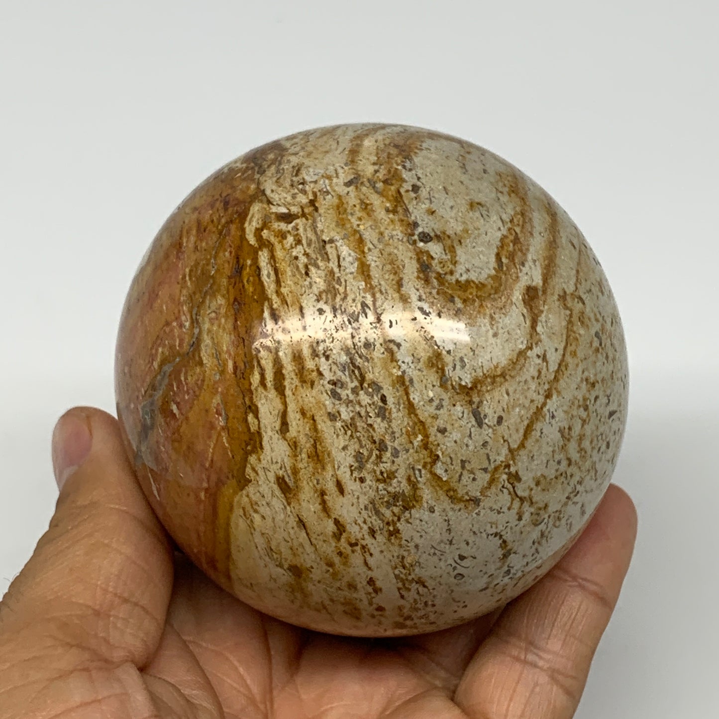 538g, 3" (75mm), Ocean Jasper Sphere Geode Crystal Reiki @Madagascar, B25436